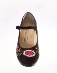 黒い刺繍フラメンコシューズ | FlamencoExport